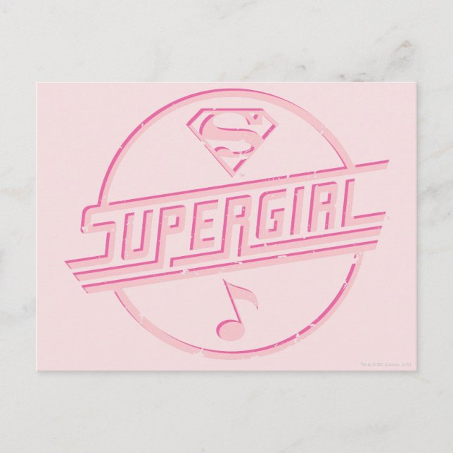 Cartão Postal Nota sobre Música Rosa Supergirl (Frente)