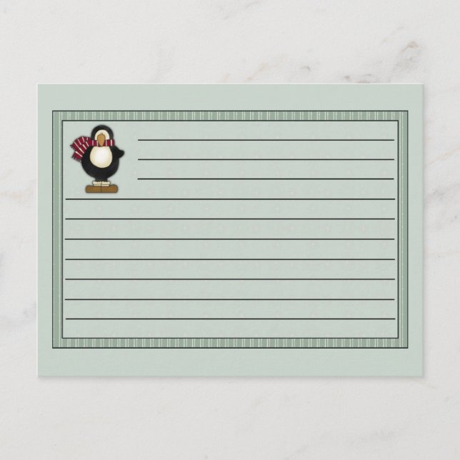 Cartão Postal Notecard de recebimento de pinguins natalinos (Frente)