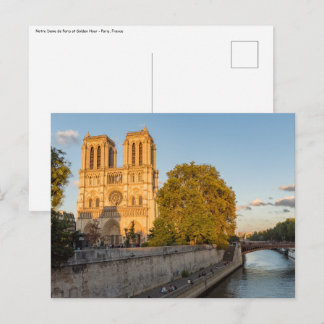 Cartão Postal Notre Dame de Paris na hora do Ouro - Paris, Franç