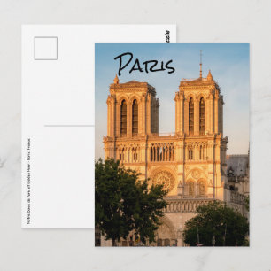 Cartão Postal Notre Dame de Paris na Hora Dourada - Paris, Franç