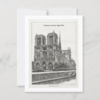 Cartão postal Notre Dame preto e branco retrô pers