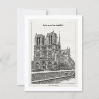 Cartão postal Notre Dame preto e branco retrô pers