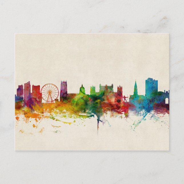 Cartão Postal Nottingham England Skyline (Frente)