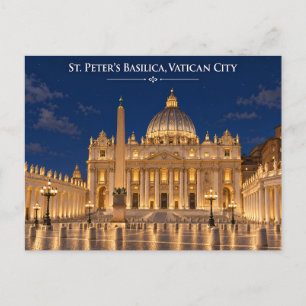 Cartão postal noturno da Basílica de São Pedro na