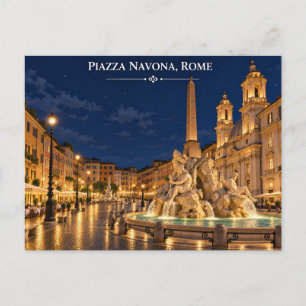 Cartão Postal Noturno da Piazza Navona