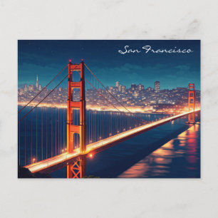 Cartão postal noturno da ponte Golden Gate de São 