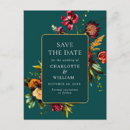 Cartão Postal Nouveau Flores Casando Guarde a Data QR Code