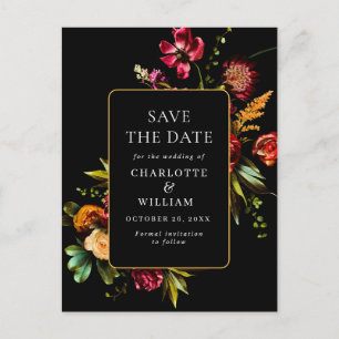 Cartão Postal Nouveau Flores Casando Guarde a Data QR Code