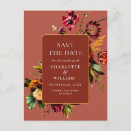 Cartão Postal Nouveau Flores Casando Guarde a Data QR Code