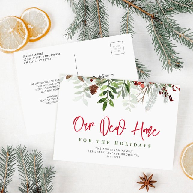 Cartão Postal Nova carta de letra de casa de férias Novo endereç (Criador carregado)