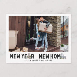 Cartão Postal Nova Casa de Ano Novo   Mudança de endereço de fot
