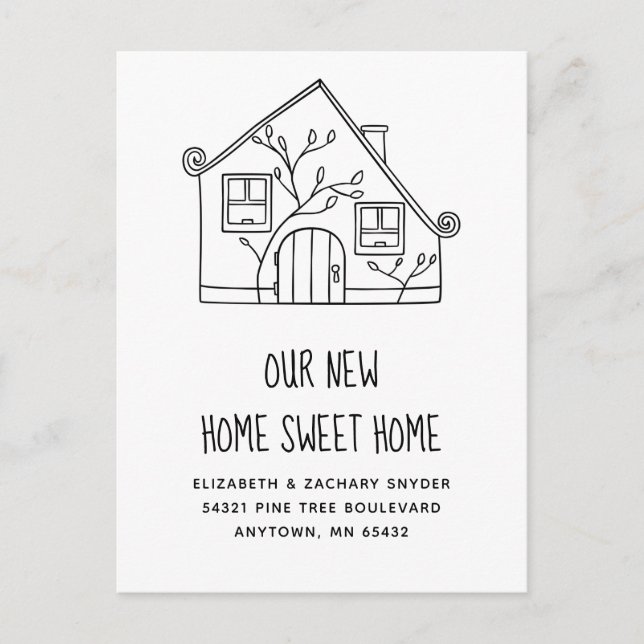 Cartão Postal Nova Casa Doce Casa Negra Casa Branca em Movimento (Frente)