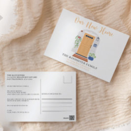 Cartão Postal Nova casa Movimentamos a Porta do Pastel com Aquar