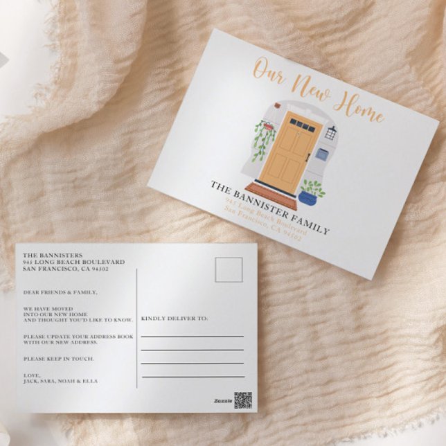 Cartão Postal Nova casa Movimentamos a Porta do Pastel com Aquar (Criador carregado)