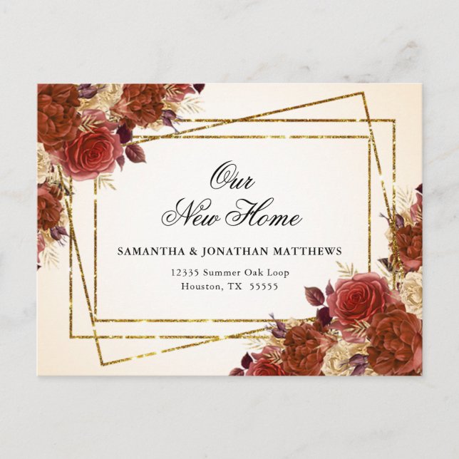 Cartão Postal Nova Casa Novo Endereço Flores de Outono (Frente)