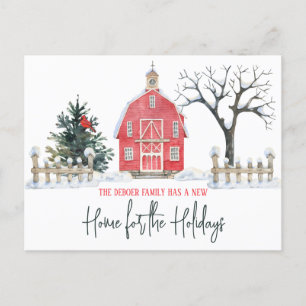 Cartão Postal Nova Casa para as Festas, Anúncio de Mudança de Ce