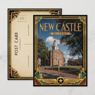 Cartão Postal Nova Castelo Delaware Arte Deco Vintage Idade Dour