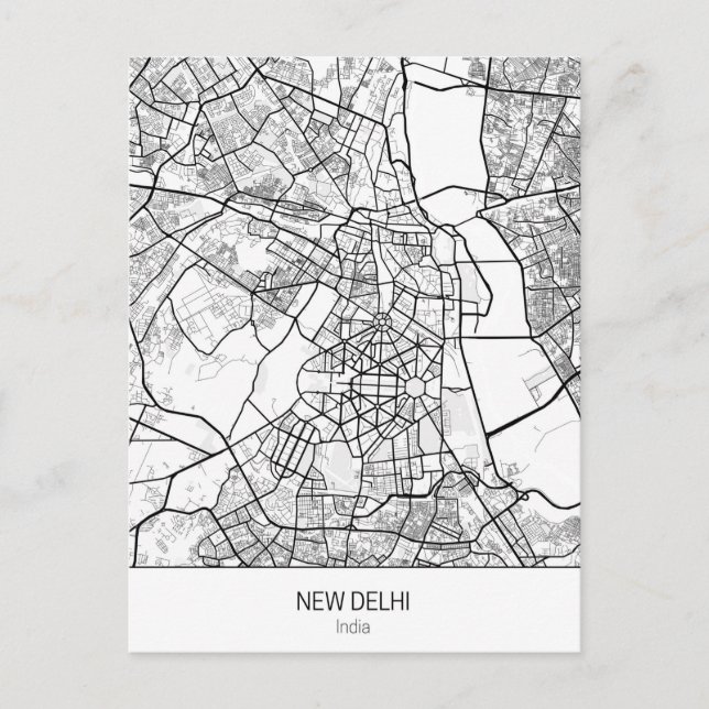 Cartão Postal Nova Deli Índia minimalista (Frente)