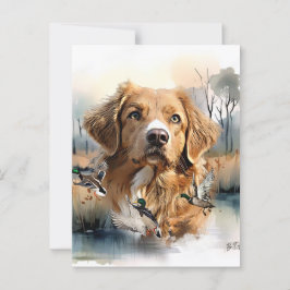 Cartão Postal Nova Escócia Duck Tolling Retriever, Arte