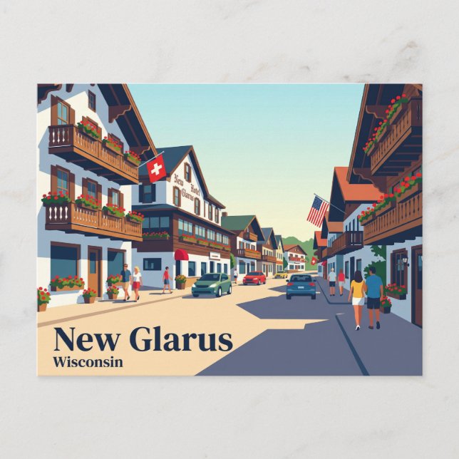 Cartão Postal Nova Glarus, Wisconsin EUA (Frente)