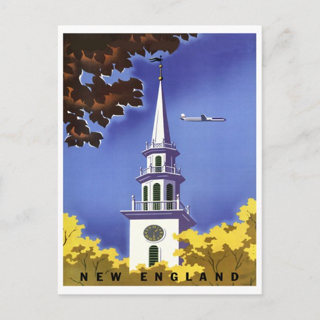 Cartão Postal Nova Inglaterra, torre de vigia, viagens aéreas vi (Frente)