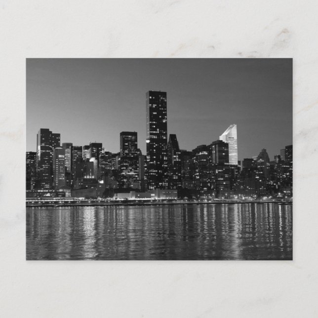 Cartão Postal Nova Iorque Branco Negro Noite (Frente)