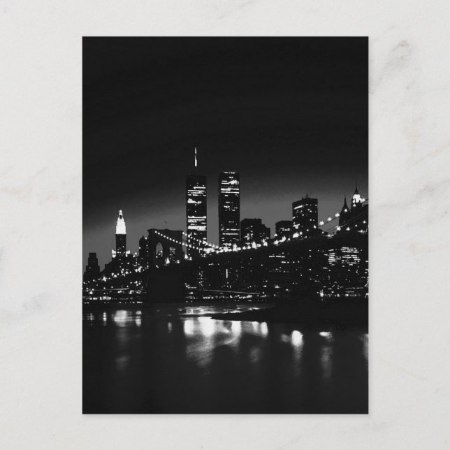 Cartão Postal Nova Iorque BW à noite (Frente)