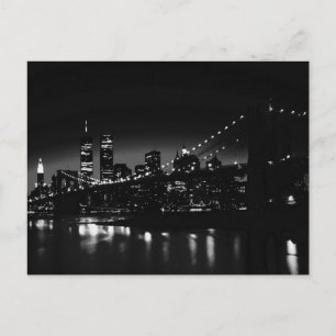 Cartão Postal Nova Iorque BW à noite - Skyline Nova Iorque