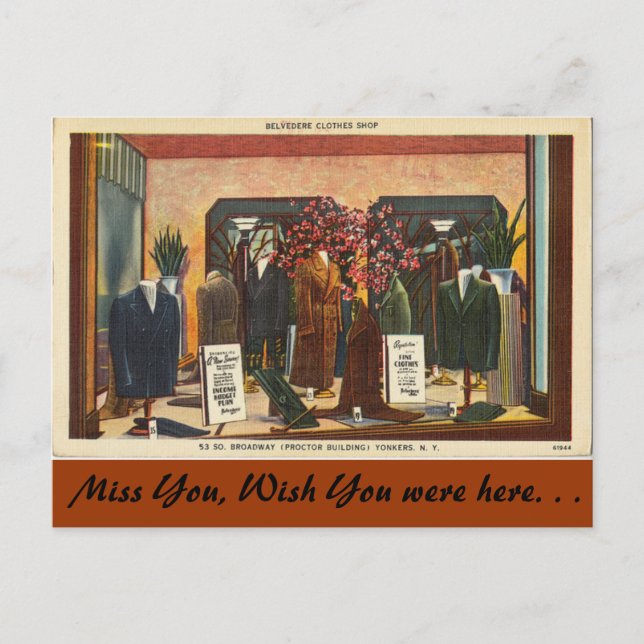 Cartão Postal Nova Iorque, Compro de Roupas Belvedere, Yonkers (Frente)