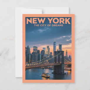 Cartão Postal Nova Iorque dos sonhos - Ponte do Brooklyn em Dusk