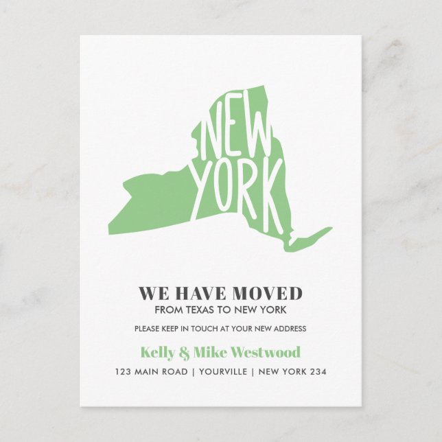 Cartão Postal NOVA IORQUE ESTADO Mudamos o novo endereço New Hom (Frente)