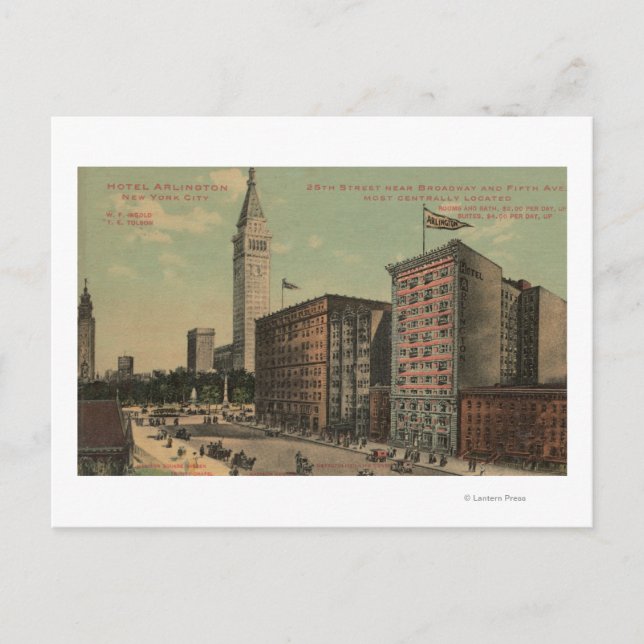 Cartão Postal Nova Iorque, Nova Iorque - Hotel Arlington Próximo (Frente)