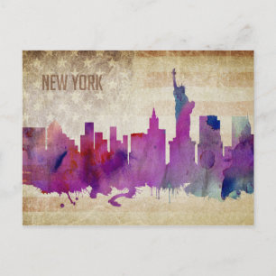 Cartão Postal Nova Iorque, NY   Skyline Cidade de Cores