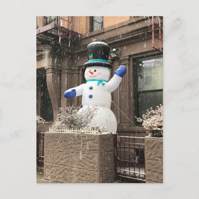 Cartão Postal Nova Iorque NYC Neve do Alto Oeste Side Snowman (Frente)