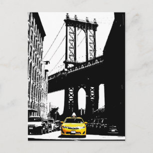Cartão Postal Nova Iorque Nyc Yellow Taxi Pop Art