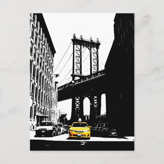 Cartão Postal Nova Iorque Nyc Yellow Taxi Pop Art (Frente)