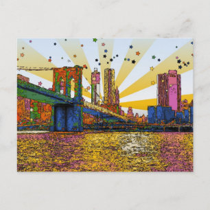 Cartão Postal Nova Iorque Psicodélico: Ponte Brooklyn, WTC nº 1