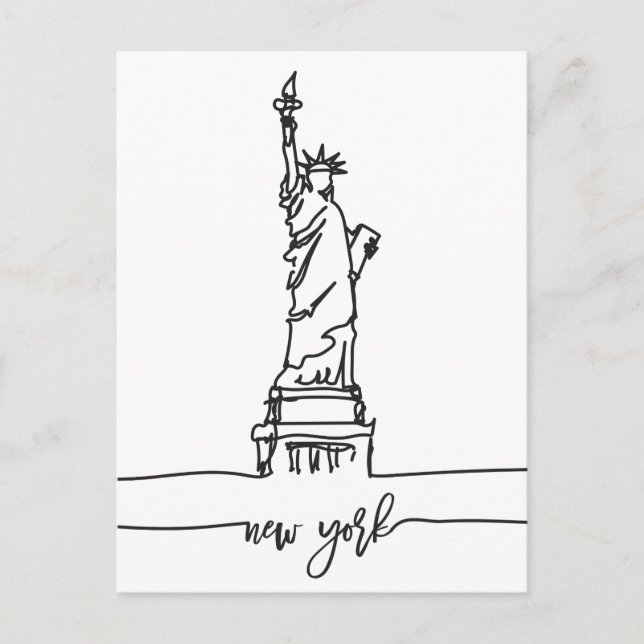 Cartão Postal Nova Iorque Skyline Lady Liberty Estátua (Frente)