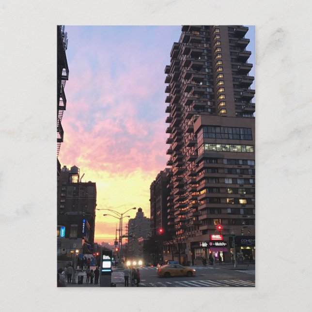 Cartão Postal Nova Iorque Sunset Upper West Side Building NYC (Frente)