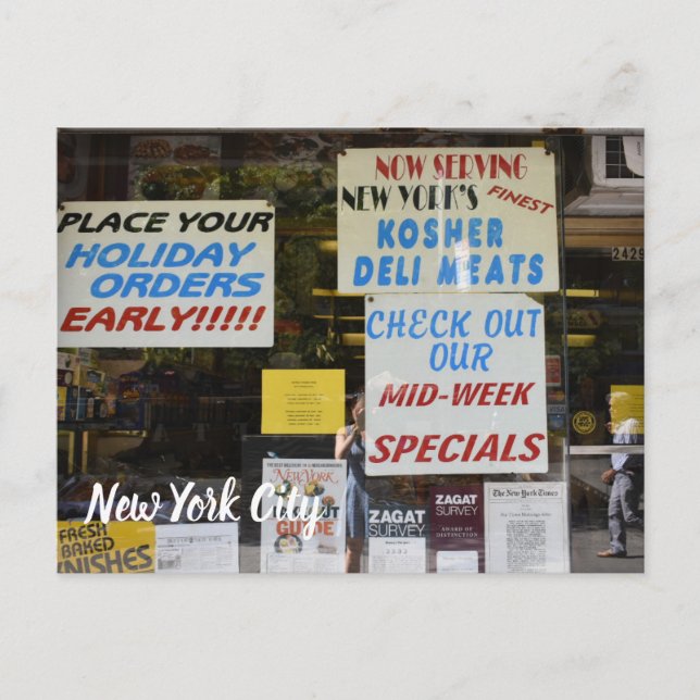 Cartão Postal Nova Iorque Upper West Side Kosher Deli NYC (Frente)