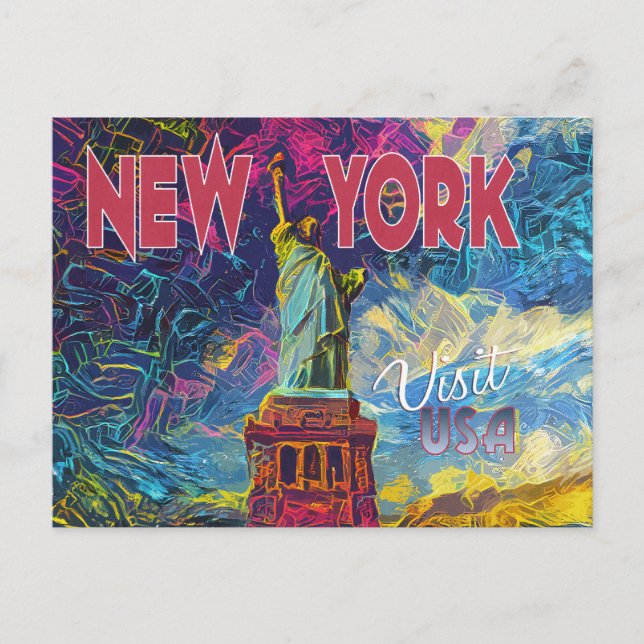 Cartão Postal Nova Iorque. Visite os EUA... (Frente)