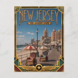 Cartão Postal Nova Jersey Arte Deco Vintage Era de Ouro
