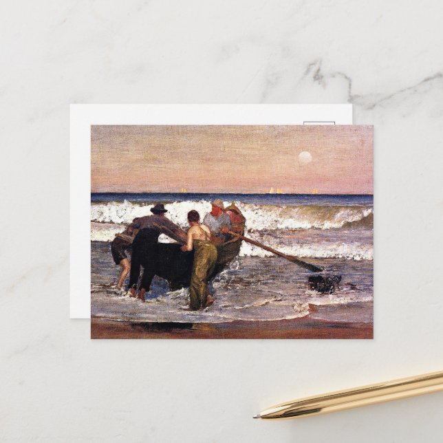 Cartão Postal Nova Jersey, empurrando o barco, arte fina, (Frente/Verso In Situ)