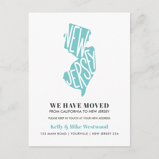 Cartão Postal NOVA JERSEY Mudamos o novo endereço Nova casa (Frente)