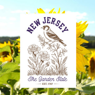 Cartão Postal Nova Jersey O Estado Jardim Est. 1787 Pássaro