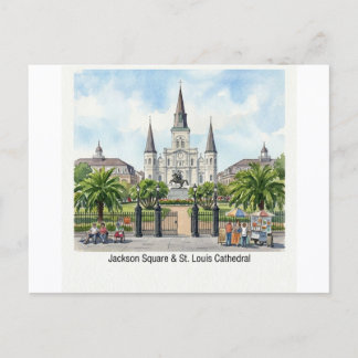 Cartão Postal Nova Orleans Aquarela - Jackson Square St Louis