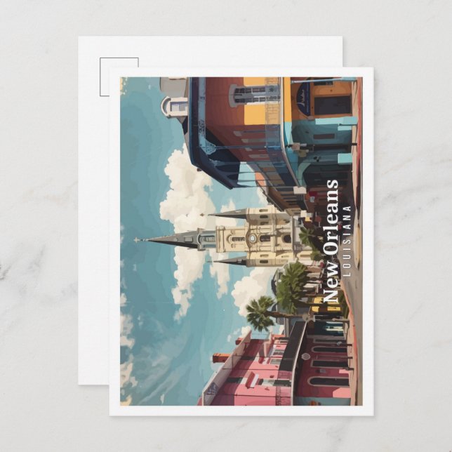 Cartão Postal Nova Orleans Louisiana Pop Art Viagem (Frente/Verso)