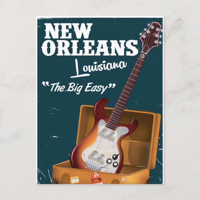 Cartão Postal Nova Orleans Louisiana poster de Violão Elétrico (Frente)