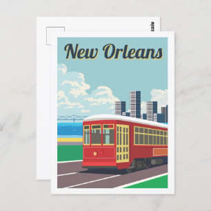 Cartão Postal Nova Orleans Louisiana Viagem Place Ilustração