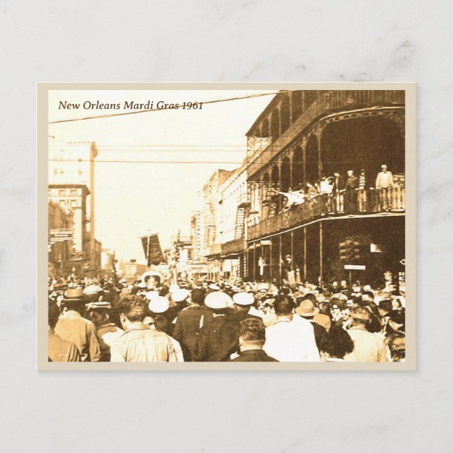 Cartão Postal Nova Orleans Mardi Gras, foto de 1961 (Frente)